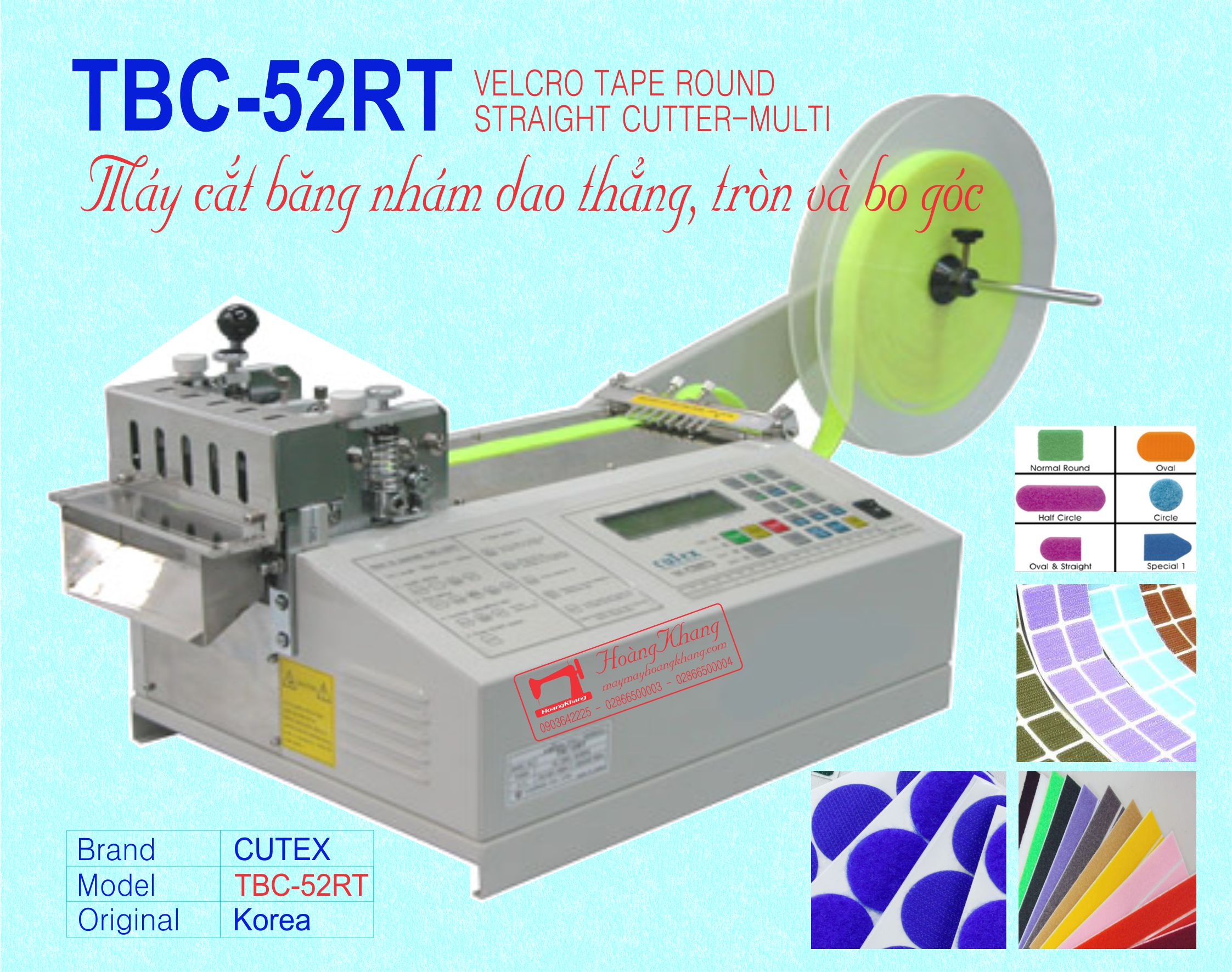 Máy cắt nhám, cắt băng gai dao thẳng, tròn và bo góc Cutex TBC-52RT