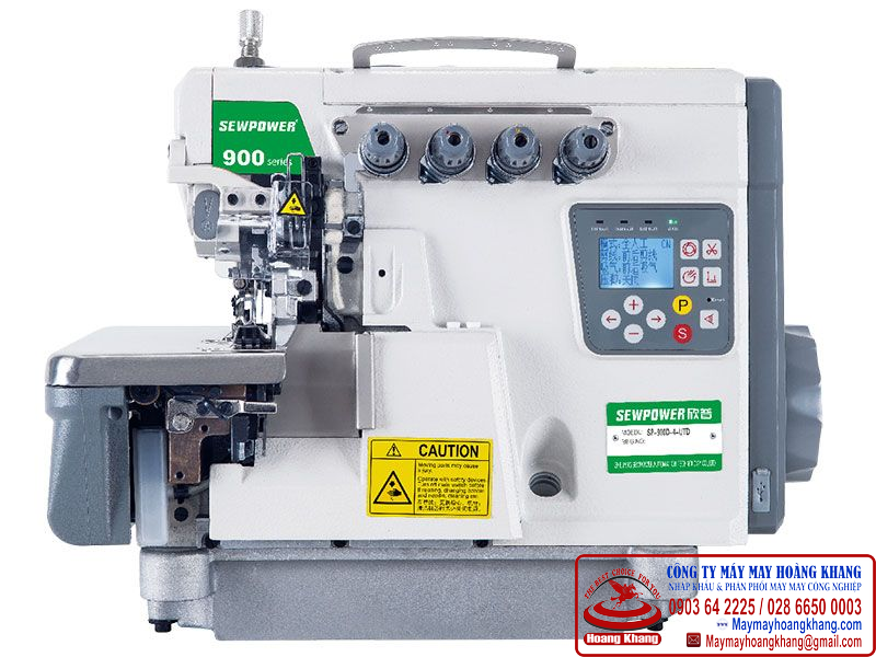 Máy vắt sổ 2 kim 4 chỉ điện tử Sewpower SP-900D-4UTD cắt chỉ bằng điện, bo mạch tích hợp trên máy | maymayhoangkhang.com