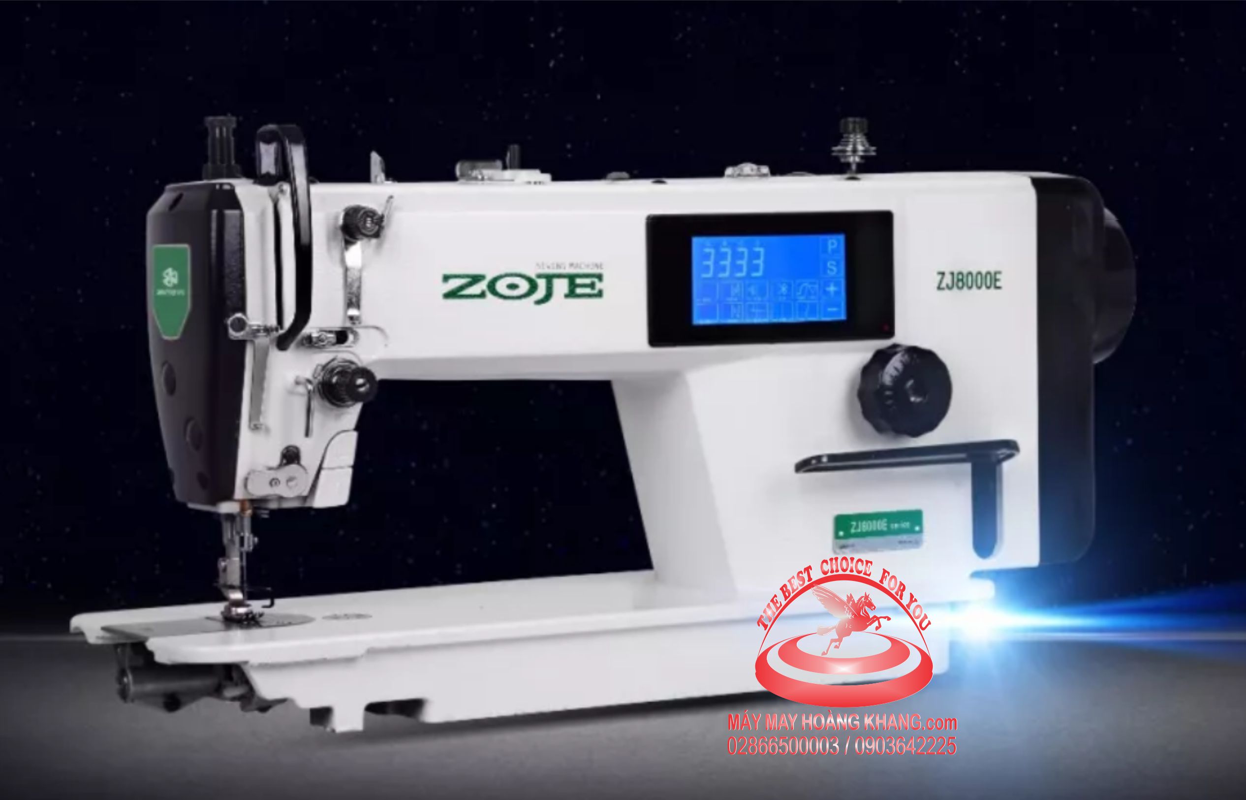 Máy may 1 kim điện tử liền trục nâng chân vịt tự động ZOJE ZJ8000E-D5J (Ổ Nhật, màn hình cảm ứng) | maymayhoangkhang.com | 0903642225