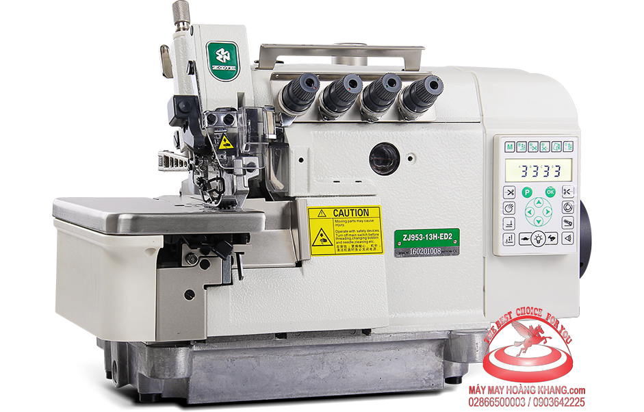 Máy vắt sổ 2 kim 4 chỉ điện tử cắt chỉ bằng điện ZOJE ZJ953T-13H-ED2