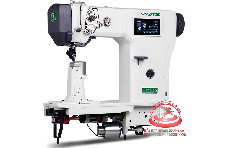 Máy may trụ đứng 1 kim điện tử may giày da, cắt chỉ, lại mũi và nâng chân vịt, màn hình cảm ứng  ZOJE ZJ9630-D3-H-3 | maymayhoangkhang.com | 0903642225