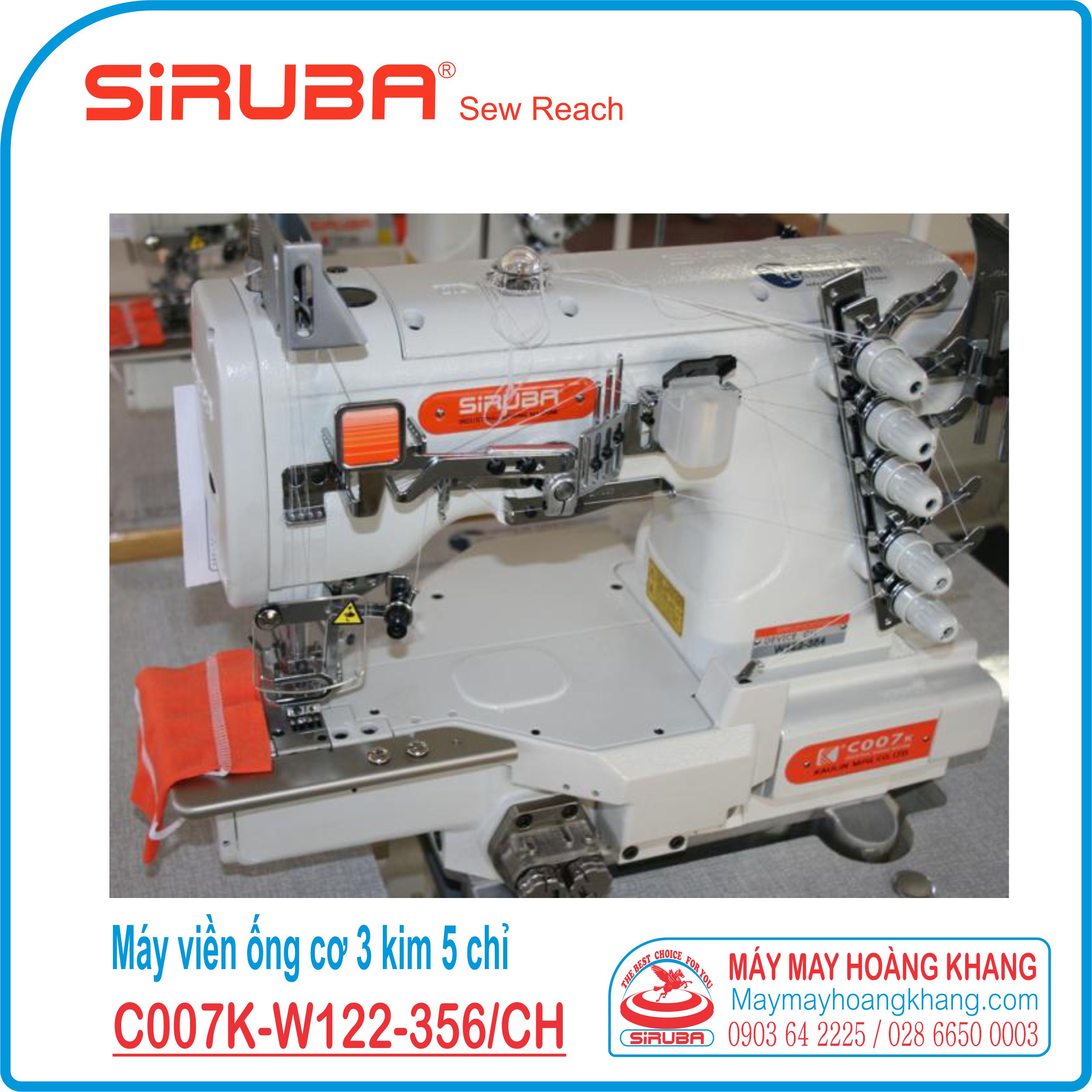 Máy viền đầu túm (viền cùi chỏ) SIRUBA C007K-W122-356/CH | maymayhoangkhang.com | 0903642225