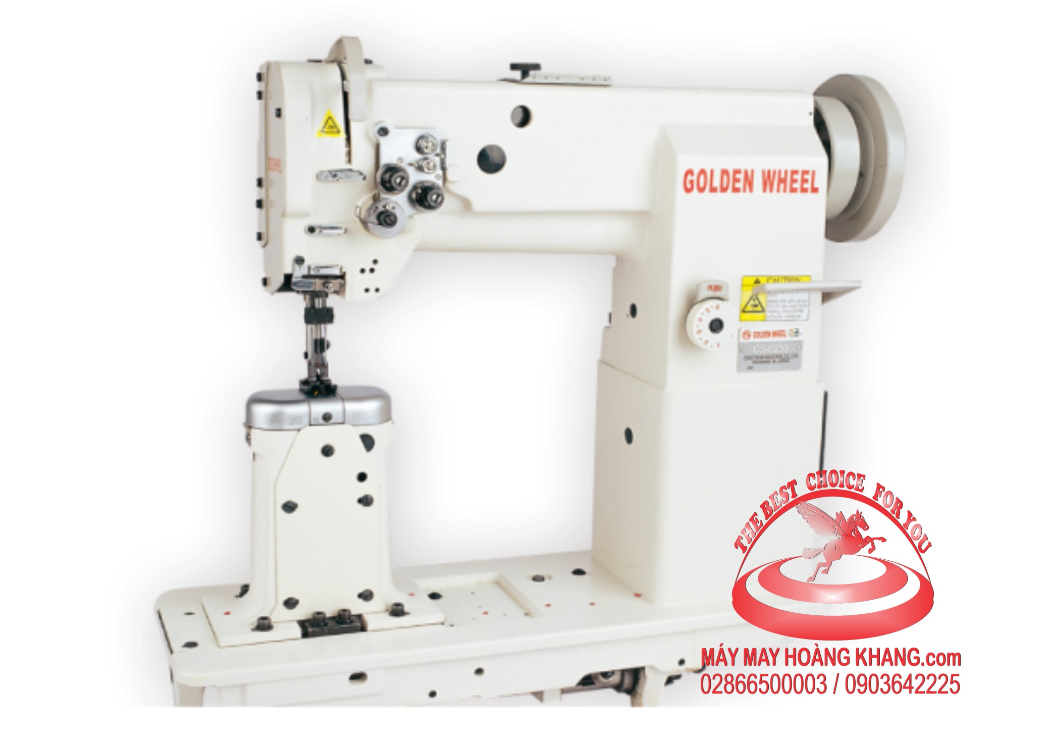 Máy may trụ 2 kim ổ lớn chân vịt bước đồng bộ GOLDEN WHEEL CS-8350 | maymayhoangkhang.com | 0903642225