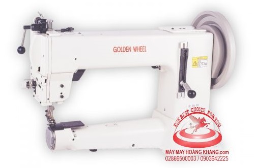 Máy 1 kim ống thân dài 404mm chân vịt cao 20mm bước đồng bộ may siêu dày Golden Wheel CS-2050 | maymayhoangkhang.com | 0903642225